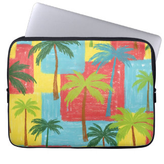 Housse Pour Ordinateur Portable Palmiers ludiques – Motif de style crayon d'été