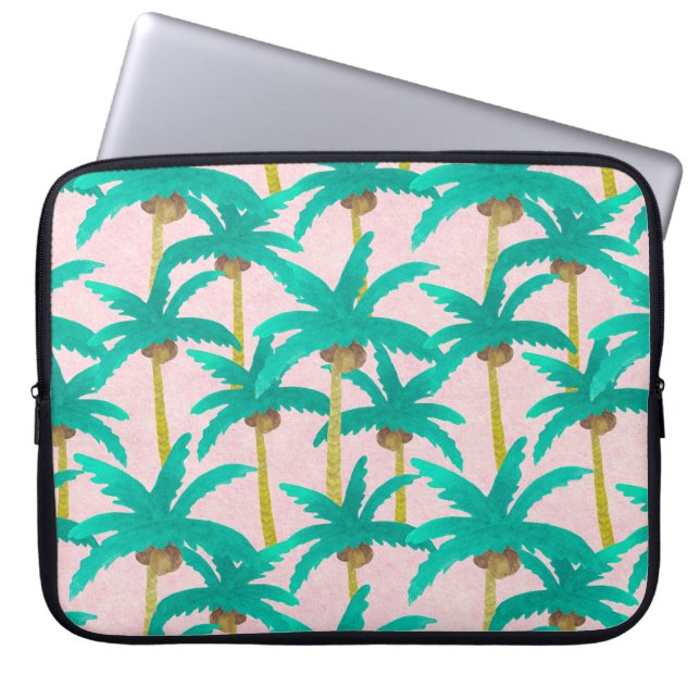 Housse Pour Ordinateur Portable Palmiers tropicaux : Motif d'été d'aquarelle (Devant)