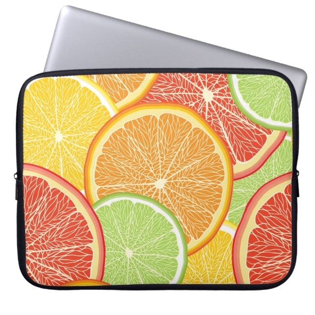 Housse Pour Ordinateur Portable Pamplemousse et arrière - plan abstrait orange. (Devant)