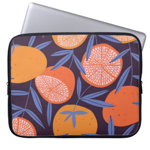 Housse Pour Ordinateur Portable Pamplemousse Vintage, Motif de fruits tropicaux.