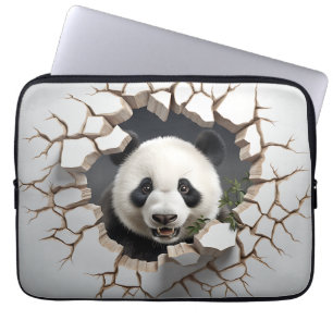 Housse Pour Ordinateur Portable Panda Cracked Hotte Art Panda Smashed Wall 3D