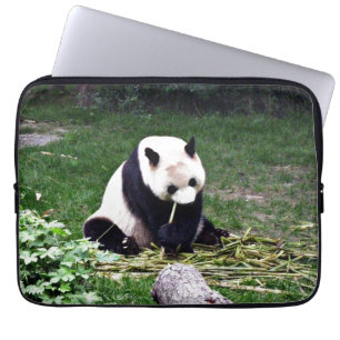 Housse Pour Ordinateur Portable Panda mangeant le bambou
