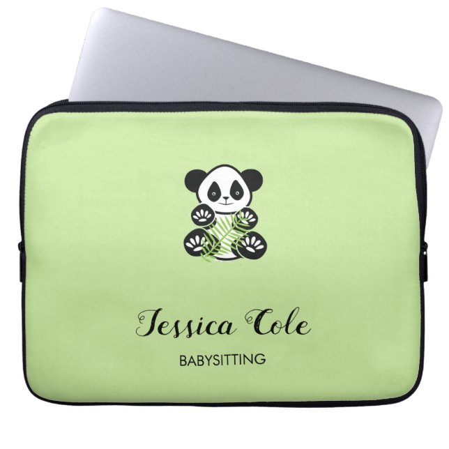 Housse Pour Ordinateur Portable Panda ours pâle vert pâle (Devant)