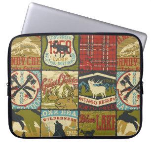 Housse Pour Ordinateur Portable Panneau d'aventure et symbole patchw des territoir