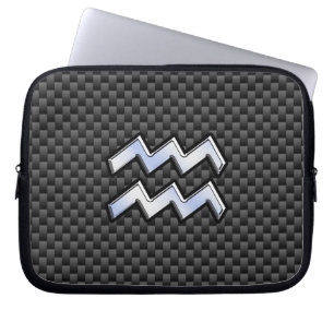 Housse Pour Ordinateur Portable Panneau Zodiaque Aquarius Style fibre de carbone