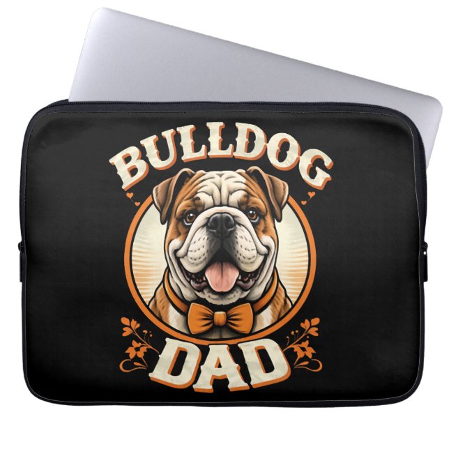 Housse Pour Ordinateur Portable Papa Bouledogue – Cute Vintage Bouledogue Fête des (Devant)