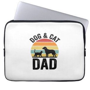 Housse Pour Ordinateur Portable Papa Chien et Chat Vintage T-Shirt pour Amoureux d
