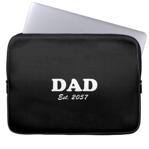 Housse Pour Ordinateur Portable Papa Custom Est date moderne typographie noir
