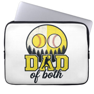 Housse Pour Ordinateur Portable Papa de baseball softball les deux conception de v