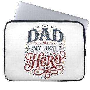 Housse Pour Ordinateur Portable Papa Mon Premier Héros Chemise Vintage Typographie