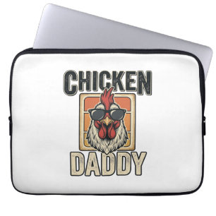Housse Pour Ordinateur Portable Papa Poule Drôle Coq Vintage Vecteur Chemise_1
