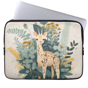 Housse Pour Ordinateur Portable Papier de tissu de girafe floral mou