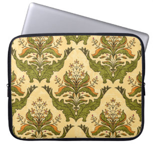 Housse Pour Ordinateur Portable Papier peint floral classique : damassé stylisé.