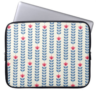 Housse Pour Ordinateur Portable Papier peint rétro - motif floral avec sca abstrai