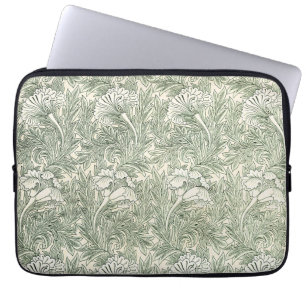 Housse Pour Ordinateur Portable Papier peint tulipe classique vert de William Morr