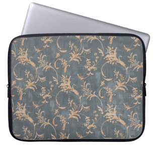 Housse Pour Ordinateur Portable Papier peint vintage rétro à fleurs sur le dos