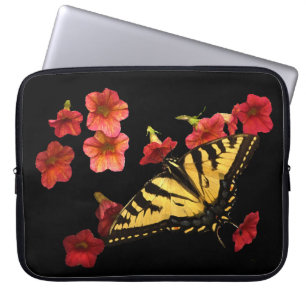 Housse Pour Ordinateur Portable Papillon à queue épaisse de tigre sur les fleurs