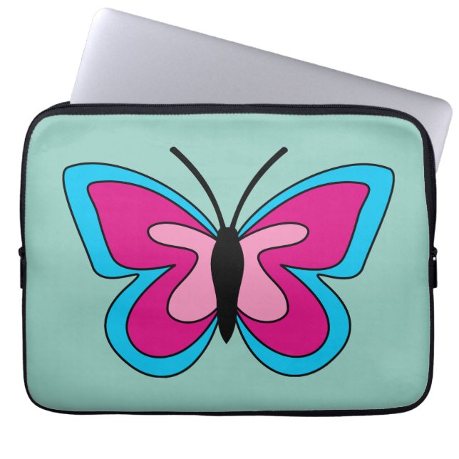 Housse Pour Ordinateur Portable Papillon bleu magenta rose (Devant)