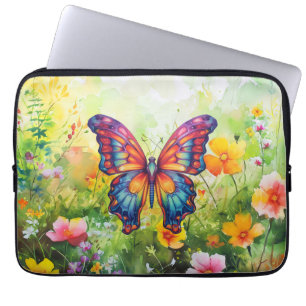 Housse Pour Ordinateur Portable Papillon Bleu Orange ailes