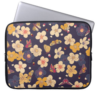 Housse Pour Ordinateur Portable Papillon en fleurs de cerisier asiatique