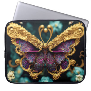 Housse Pour Ordinateur Portable Papillon en pierres précieuses en or