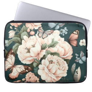Housse Pour Ordinateur Portable Papillons et fleurs