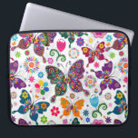 Housse Pour Ordinateur Portable Papillons et fleurs rétro<br><div class="desc">papillons et fleurs rétro cool motif</div>