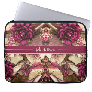Housse Pour Ordinateur Portable Papillons Et Roses De Collage Décoratifs