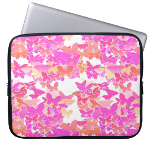Housse Pour Ordinateur Portable Papillons, rose, fuchsia et corail