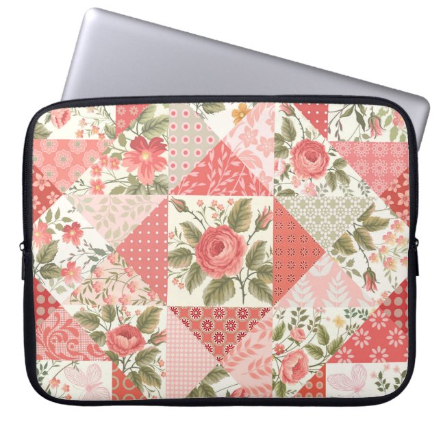 Housse Pour Ordinateur Portable Papillons rose Patchwork sans couture (Devant)