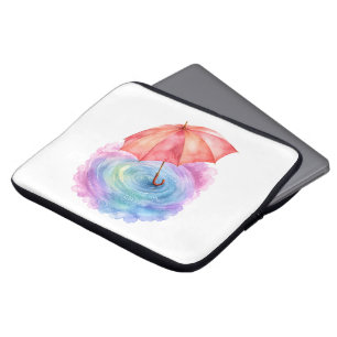 Housse Pour Ordinateur Portable Parapluie Pastel Ondulations de Pluie Art Aquarell