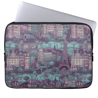 Housse Pour Ordinateur Portable Paris Cityscape en aqua design vintage