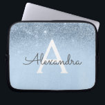 Housse Pour Ordinateur Portable Parties scintillant bleu glam et étincelle chic mo<br><div class="desc">Baby Blue Ombre Faux Parties scintillant et Sparkle Moderne et Élégant Coque Monogramme. Ce coque peut être customisé pour inclure votre nom initial et prénom.</div>