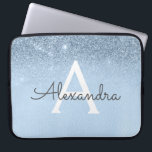 Housse Pour Ordinateur Portable Parties scintillant bleu glam et étincelle chic mo<br><div class="desc">Baby Blue Ombre Faux Parties scintillant et Sparkle Moderne et Élégant Coque Monogramme. Ce coque peut être customisé pour inclure votre nom initial et prénom.</div>
