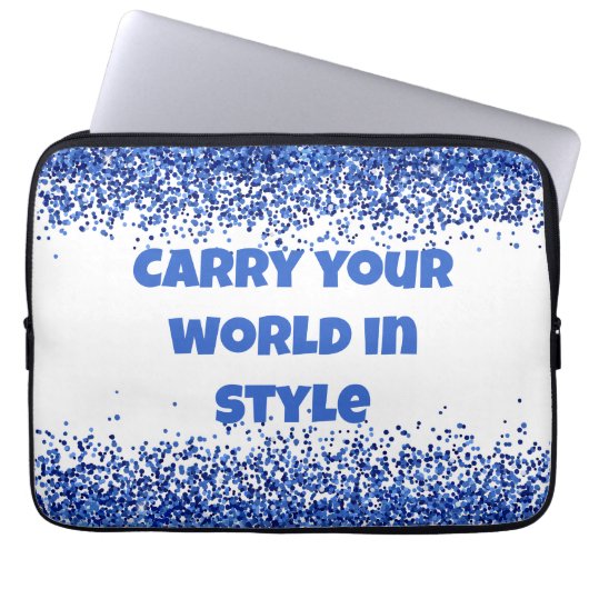 Housse Pour Ordinateur Portable Parties scintillant bleue sur blanc - simple | (Devant)
