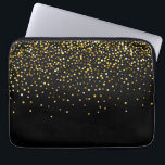 Housse Pour Ordinateur Portable Parties scintillant en or de verre confetti<br><div class="desc">Elégant noir & glam or parties scintillant confetti</div>