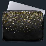 Housse Pour Ordinateur Portable Parties scintillant en or de verre confetti<br><div class="desc">Elégant noir & glam or parties scintillant confetti</div>