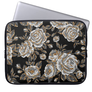 Housse Pour Ordinateur Portable Parties scintillant Gold Floral : Étincelle Vintag