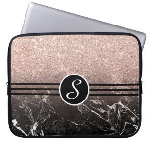 Housse Pour Ordinateur Portable Parties scintillant monogramme et marbre