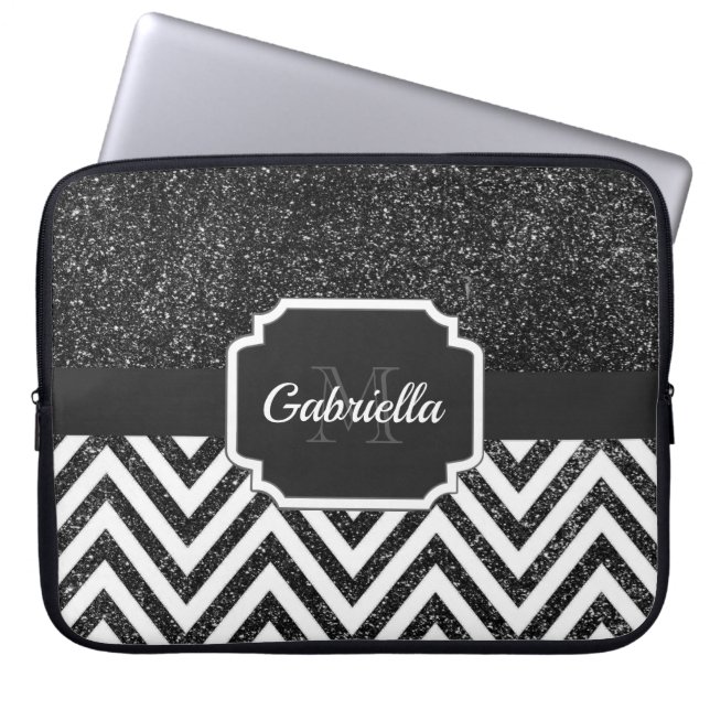 Housse Pour Ordinateur Portable Parties scintillant noire (Devant)