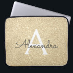 Housse Pour Ordinateur Portable Parties scintillant Or de luxe et Monogramme étinc<br><div class="desc">Parties scintillant Gold Faux de luxe et Coque Monogramme élégant étincelant. Ce coque peut être customisé pour inclure votre nom initial et prénom.</div>