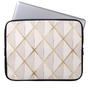 Housse Pour Ordinateur Portable Parties scintillant or, motif rhombus géométrique.
