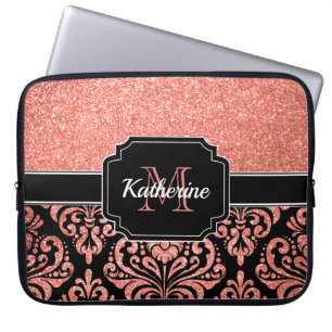 Housse Pour Ordinateur Portable Parties scintillant or rose Damask