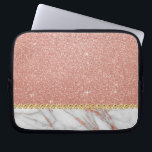 Housse Pour Ordinateur Portable Parties scintillant or rose rose et marbre étincel<br><div class="desc">Parties scintillant Rose Rose Gold Faux et Manche Élégant Marbre Stone.</div>