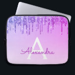 Housse Pour Ordinateur Portable Parties scintillant pourpre et monogramme étincela<br><div class="desc">Parties scintillant à gouttes violettes et Coque de monogramme élégant étincelant. Ce coque peut être customisé pour inclure votre nom initial et prénom.</div>