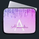 Housse Pour Ordinateur Portable Parties scintillant pourpre et monogramme étincela<br><div class="desc">Parties scintillant à gouttes violettes et Coque de monogramme élégant étincelant. Ce coque peut être customisé pour inclure votre nom initial et prénom.</div>