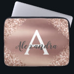 Housse Pour Ordinateur Portable Parties scintillant rose Rose or et Monogramme éti<br><div class="desc">Parties scintillant Rose Rose Gold Faux et Élégant Coque Monogramme Faux Metallic Faux. Ce coque peut être customisé pour inclure votre nom initial et prénom.</div>