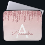 Housse Pour Ordinateur Portable Parties scintillant rose Rose or et Monogramme éti<br><div class="desc">Blush Pink - Rose Gold Faux Parties scintillant à goutte et Élégant Coque d'ordinateur portable Monogram. Ce coque monogrammé peut être customisé pour inclure votre nom initial et prénom.</div>