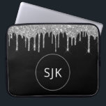 Housse Pour Ordinateur Portable Parties scintillant Silver Luxury Drivers Girly Mo<br><div class="desc">Parties scintillant de luxe Argent et Noir Faux et Élégant Parkle Elegant Monogrammed Initials Coque. Ce coque peut être customisé pour inclure votre nom initial et prénom.</div>