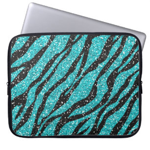 Housse Pour Ordinateur Portable Parties scintillant turquoise Zebra Print